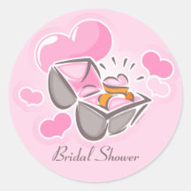 Heart Ring Custom Bridal Shower Round Sticker