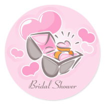 Heart Ring Custom Bridal Shower Round Sticker