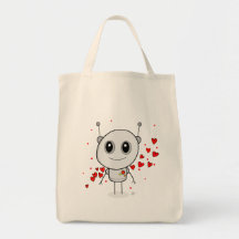 Heart Robot - Grocery Tote Canvas Bag