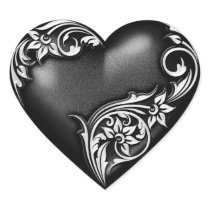 Heart Scroll Black Sticker