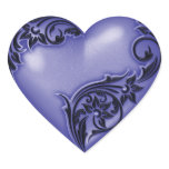 Heart Scroll Lavender Blue w Black Stickers