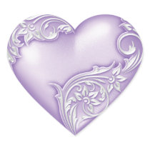 Heart Scroll Lilac w White Stickers