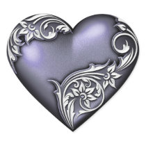 Heart Scroll Violet Heart Stickers