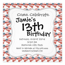 Heart Shape and the American Flag Pattern Custom Announcement