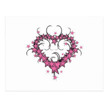 heart shape stars tattoo design postcards