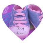 Heart Shape stickers Pink Baby Shoes Baby Shower stickers