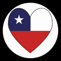 Heart-shaped Chile Flag Valentine Round Sticker stickers