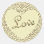 Heart Shaped Decorative Pale Cream “Love” Sticker