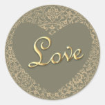 Heart Shaped Decorative Warm Grey  “Love” Sticker