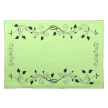 Heart Shaped Leaves Floral Scroll Vine Custom Chic Place Mats