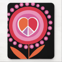 Heart shaped Peace Sign Flower MousePad mousepads