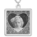 Heart Shaped Photo Frame Floral Pendants