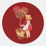 Heart Shaped Topiary Round Stickers