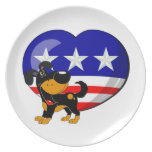 Heart-shaped USA Flag Dinner Plates