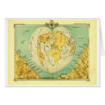 Heart Shaped World Map Blank Notecard