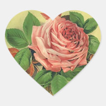 Heart Sticker Stationery Heirloom Garden Rose Pink