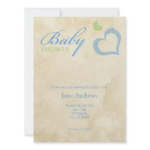 Heart Strings Baby Shower - Blue & Green Invite