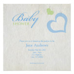 Heart Strings Baby Shower - Blue & Green Announcement