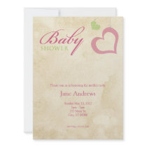 Heart Strings Baby Shower - Pink & Green Custom Invitation