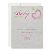 Heart Strings Baby Shower - Pink & Green Personalized Announcements