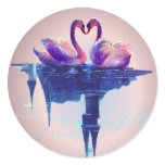 HEART SWANS by SHARON SHARPE Round Sticker
