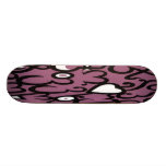Heart & Swirls Pattern in Dark Pink and White Skateboard Deck