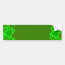 Heart & Swirls Pattern in Lime Green and Dark Gree Bumper Stickers
