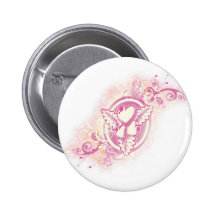 Heart Tattoo with Flowers Button