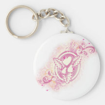 Heart Tattoo with Flowers Keychain