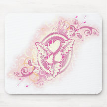 Heart Tattoo with Flowers Mouse Pads