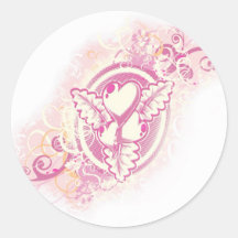 Heart Tattoo with Flowers Round Stickers
