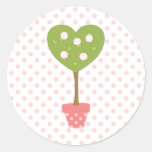 Heart Topiary with White Roses Round Sticker