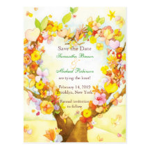 Heart Tree Watercolor Save the Date Postcards