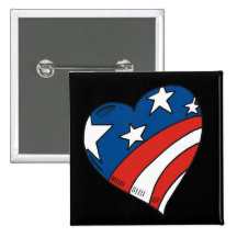 Heart USA Flag Tshirts and Gifts Pin
