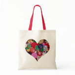 Heart with Christmas Tree Buttons Canvas Bag