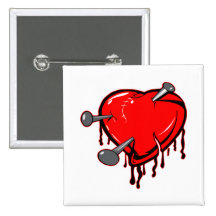 Heart with Nails Button