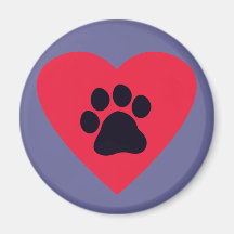 Heart with Paw Print Magnets