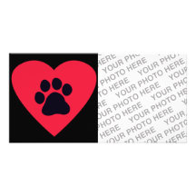 Heart with Paw Print Photo Card Template