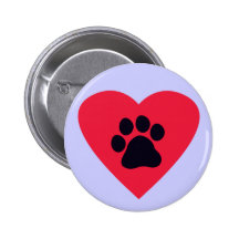 Heart with Paw Print Pinback Button
