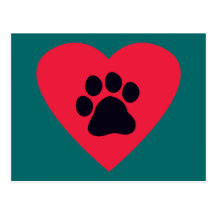 Heart with Paw Print Postcard