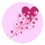 Heart with Pink Skulls and Swirls Sticker