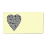 Heart with Printed Grey Pattern. Personalized Shipping Labels