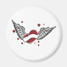 Heart With Wings and Stars Magnets