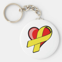 Heart with Yellow Ribbon Keychain