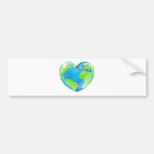 Heart world globe concept bumper stickers