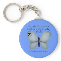 Hearts and Blue Butterfly Quote Key Chain