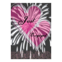hearts and fireworks just engaged invitation