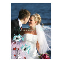 Hearts and Flowers Photo Card Personalized Invitations