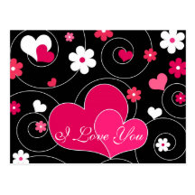 Hearts and flowers postcard