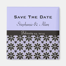 Hearts and Flowers Purple Save The Date Magnet